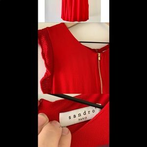 Sandro red dress with gold zippers authentic